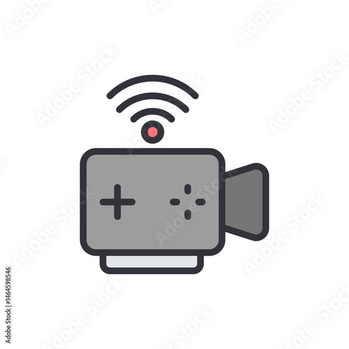 Stylized representation of live streaming video camera equipment setup