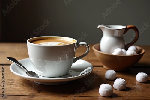 Vintage Mug Set on Wooden Table