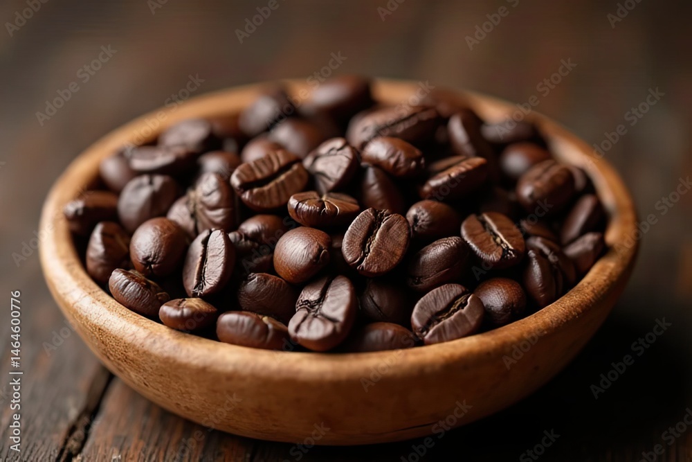 Fototapeta premium Wooden Bowl with Robusta Coffee Beans