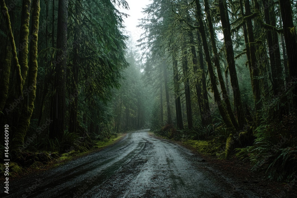Fototapeta premium Misty forest road (1)