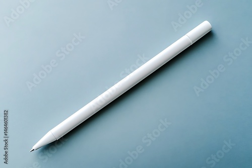 White Pen on Light Blue Background Minimalist Design