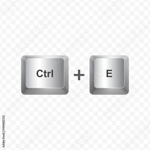 Keyboard Button, Vector illustration of shortcut Ctrl E on white color and transparent background