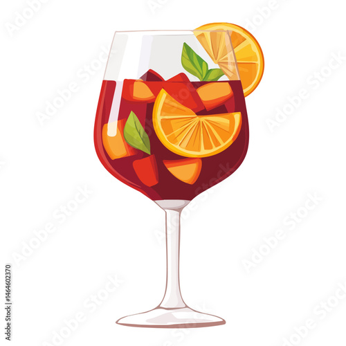 2D flat vector illustration of Sangria, isolated on a white background.