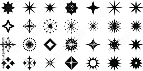 Sparkle vector set, hand-drawn shining stars, comic burst elements, glowing sparkling star highlight. Dynamic light flash, twinkle star, firework effect