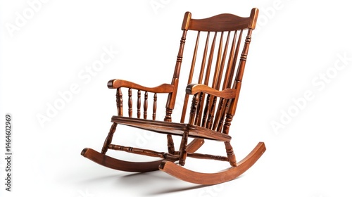 Colonial wooden rocking chair isolated on white background. 