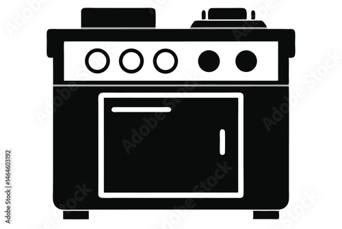 Isolated black stove shows three burners, the oven, and appliance features