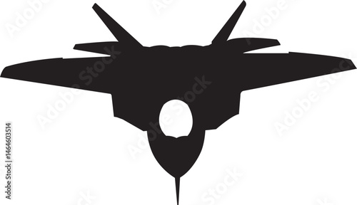 Black and White Fighter Jet Vector Illustration