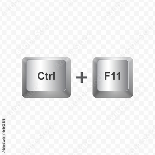 Keyboard Button, Vector illustration of shortcut Ctrl F11 on white color and transparent background