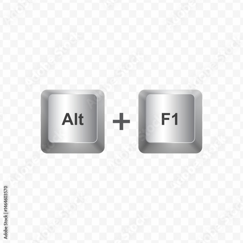 Keyboard Button, Vector illustration of shortcut Alt F1 on white color and transparent background