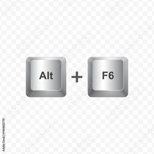 Keyboard Button, Vector illustration of shortcut Alt F6 on white color and transparent background