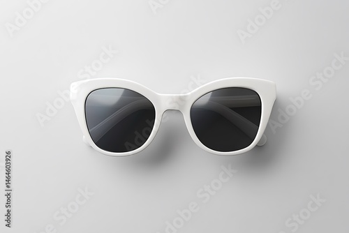 Stylish White Cat Eye Sunglasses on White Background
