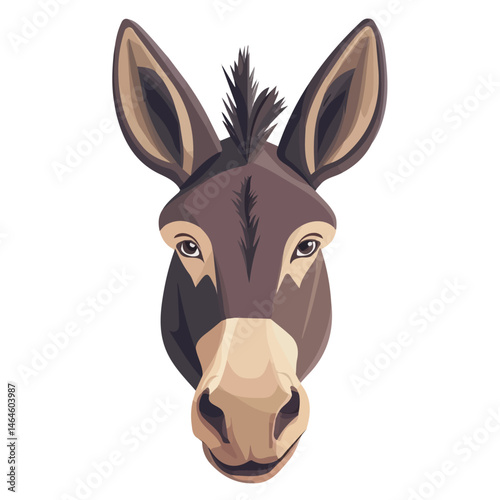 Donkey Head 2D flat vector illustration, isolated on a white background.