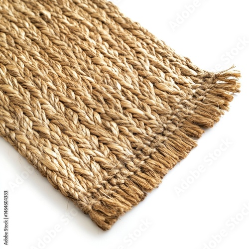 Colonial woven seagrass rug isolated on white background.  