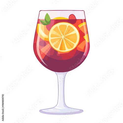 Sangria 2D flat vector illustration, isolated on a white background.