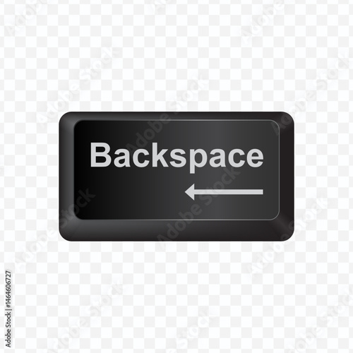 Keyboard Button, Vector illustration of Backspace on dark color and transparent background