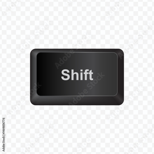 Keyboard Button, Vector illustration of Shift on dark color and transparent background