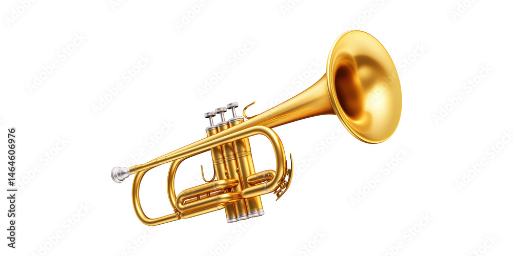 Obraz premium Golden Trumpet. Musical Instrument For Jazz And Classical Performances Isolated On Transparent Background