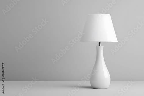 Elegant White Table Lamp on Grey Background Modern Home Decor