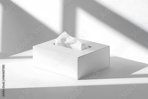 Minimalist White Tissue Box Mockup Sunlight Shadows