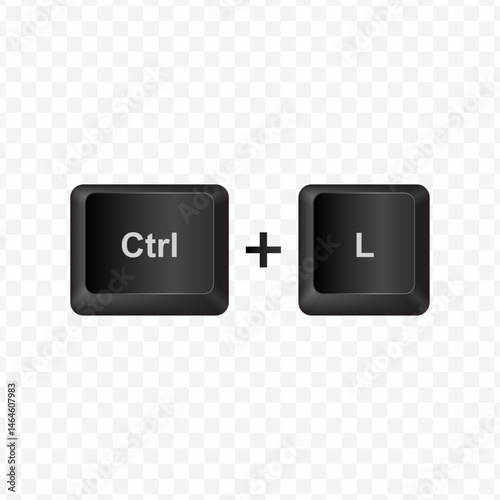 Keyboard Button, Vector illustration of shortcut Ctrl and L on dark color and transparent background