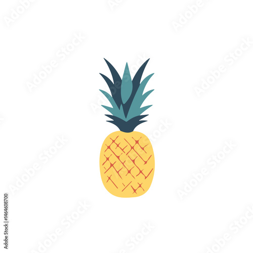 Pineapple 2D flat vector illustration, isolated on a white background.