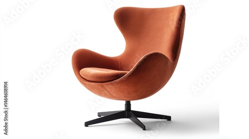 Contemporary egg-shaped swivel chair isolated on white background.  