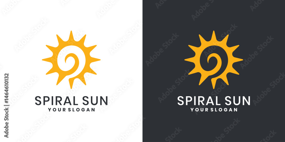 Fototapeta premium Spiral sun symbol logo design concept