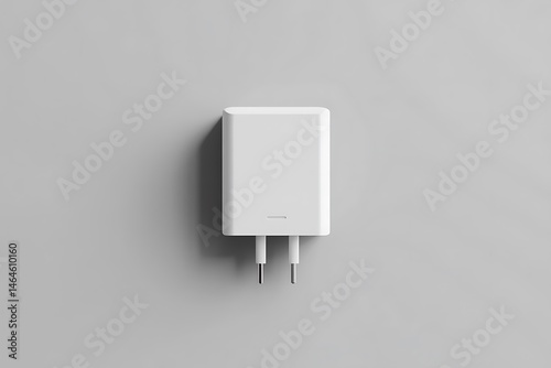 White Phone Charger on Gray Background Minimalist Design