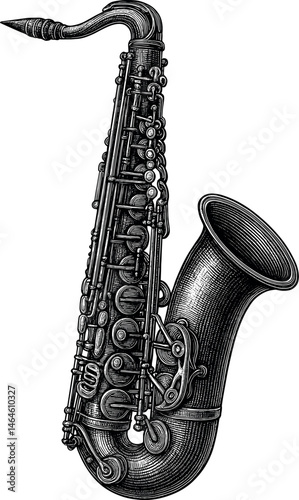 Saxophone vector black silhouette print design for T-Shirt