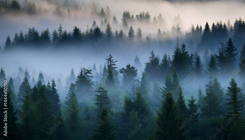 Obraz premium forest under fog