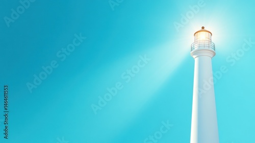 Bright lighthouse shining against a clear blue sky