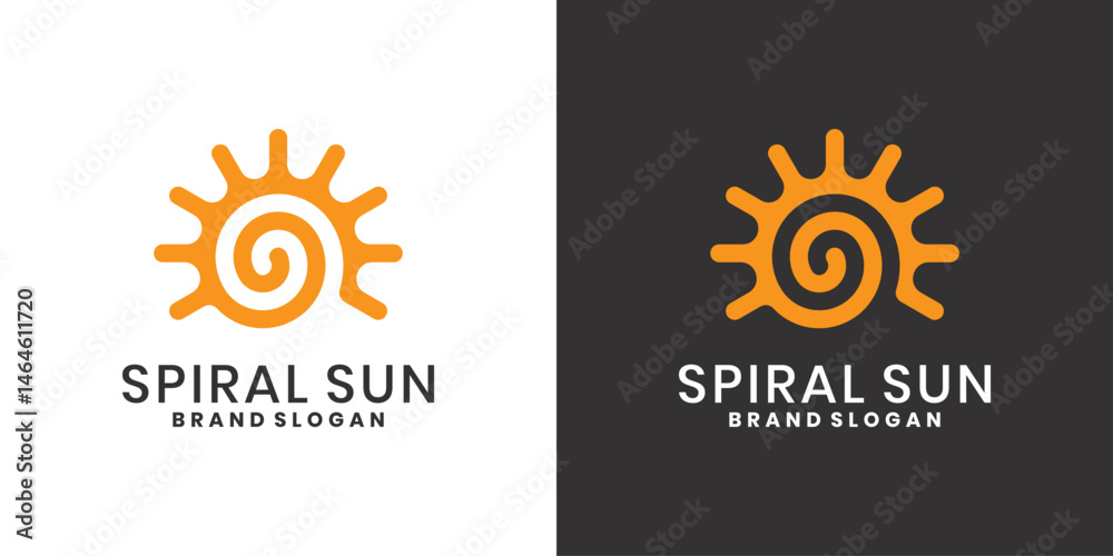Fototapeta premium Spiral sun symbol logo design concept