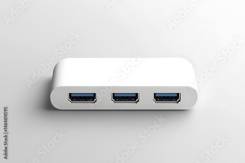 White USB Hub with Three Ports Device Technology Gadget