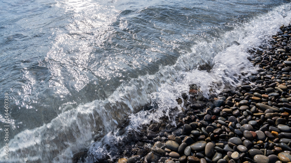 Water sea beach. Nature river wave. Ocean stone coast.