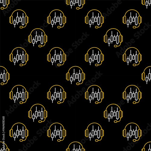 AI Trading Headset vector thin line seamless pattern