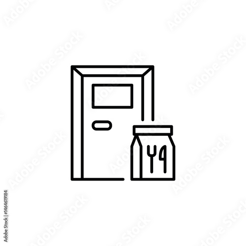 Food delivery icon. Simple food delivery door icon for social media, app and web design. Vector illustration.