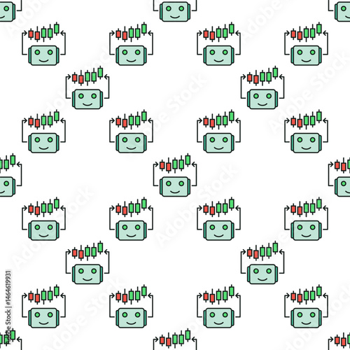 Automated Cryptocurrency Trading Bot with Candlestick Chart vector colored seamless pattern