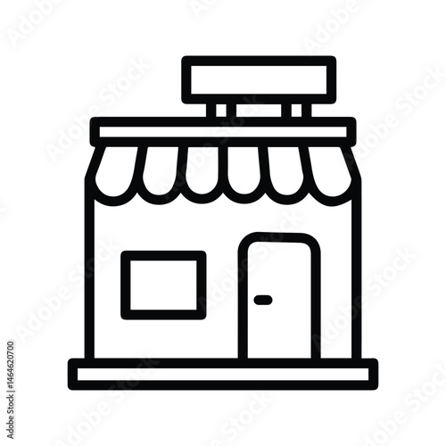 Shop Icon. Shopping Place Illustration. Selling Place Vector. Real Estate Building Symbol Commercial Building, Shop Building, Restaurant And Cafe Building.