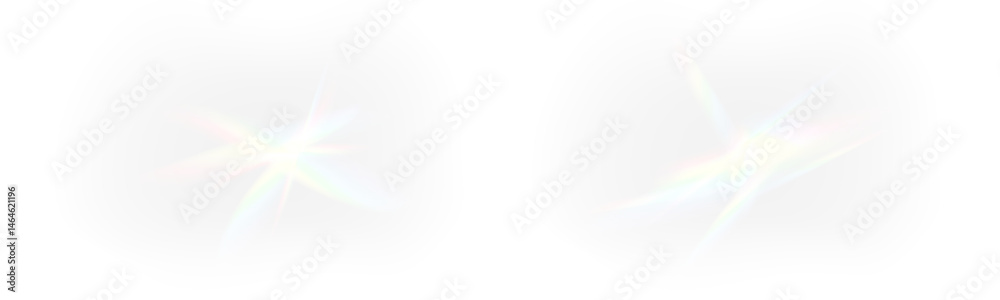 Intense crystal light flare PNG with rainbow streaks