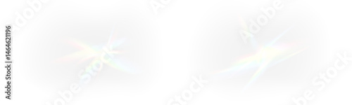 Intense crystal light flare PNG with rainbow streaks
