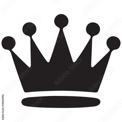 Set of Three Vector Black Silhouettes of Crowns Isolated on White Background

