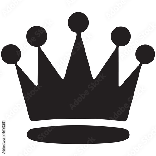 Set of Three Vector Black Silhouettes of Crowns Isolated on White Background


