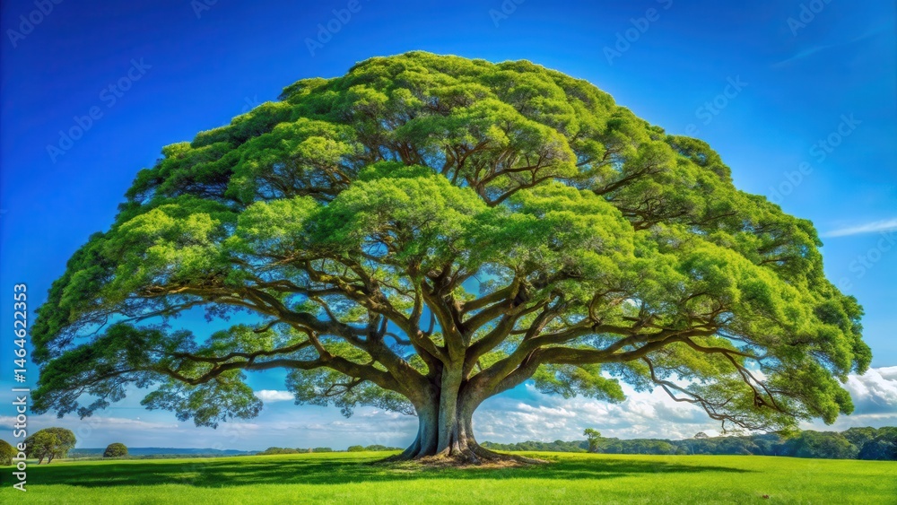 A large tree with a massive trunk and sprawling branches against a bright blue sky , Trees, Nature, Trees A large tree with a massive trunk and sprawling branches against a bright blue sky , Trees, Nature, Trees