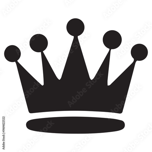 Set of Three Vector Black Silhouettes of Crowns Isolated on White Background


