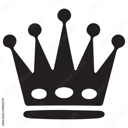 Set of Three Vector Black Silhouettes of Crowns Isolated on White Background

