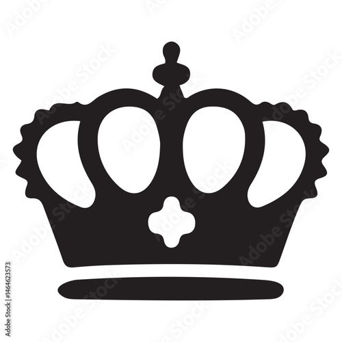 Set of Three Vector Black Silhouettes of Crowns Isolated on White Background

