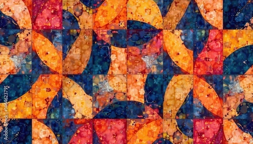 Abstract geometric shapes forming a stylish interior design repeat pattern , design, contemporary