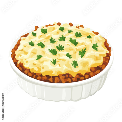 Shepherds Pie 2D flat vector illustration, isolated on a white background.