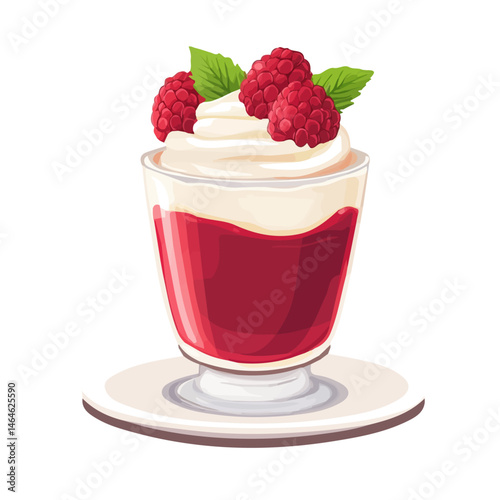 2D flat vector illustration of Raspberry Mousse, isolated on a white background.