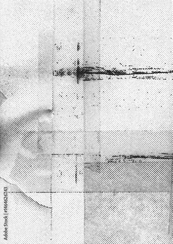 Large halftone distressed paper collage texture with a transparent background